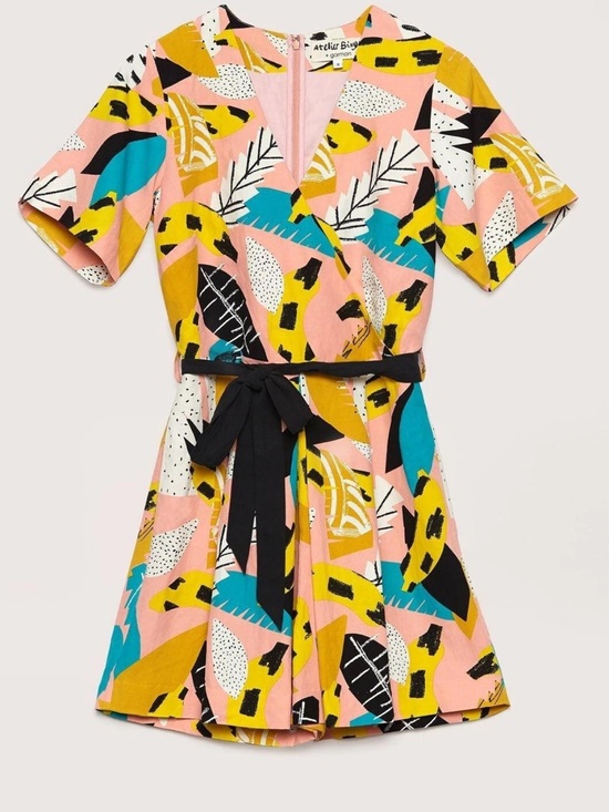 gorman Pants - Atelier Bingo x Gorman Silk Linen Printed Romper Gone Bananas AU 10 US 6
